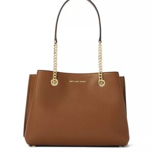 Michael Kors Teagan Large Pebbled Leather Shoulder Bag Brown